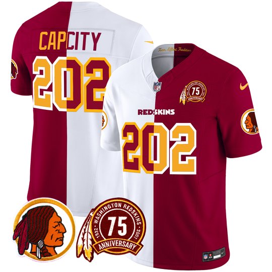 Men's Washington Redskins 75th Patch Throwback Vapor Limited Jersey - All Stitched