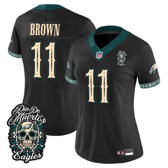 Women's Philadelphia Eagles Día de los Muertos Vapor Limited Jersey - All Stitched