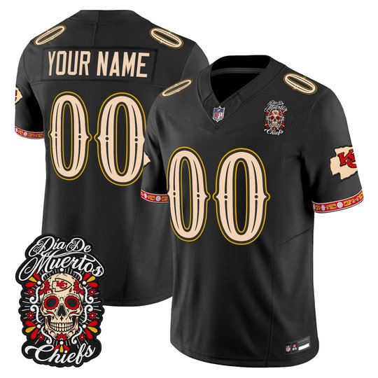 Kansas City Chiefs Día de los Muertos Vapor Limited Custom Jersey - All Stitched