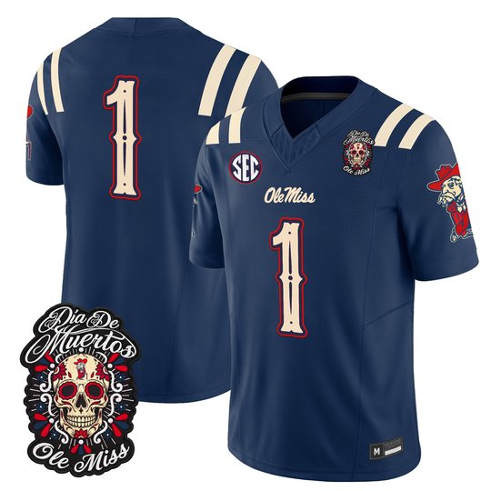 Men's Ole Miss Rebels Día de los Muertos Vapor Limited Jersey - All Stitched