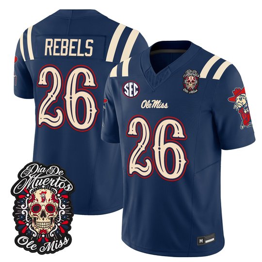 Men's Ole Miss Rebels Día de los Muertos Vapor Limited Jersey - All Stitched