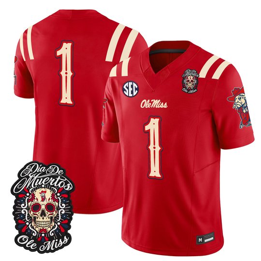 Men's Ole Miss Rebels Día de los Muertos Vapor Limited Jersey - All Stitched