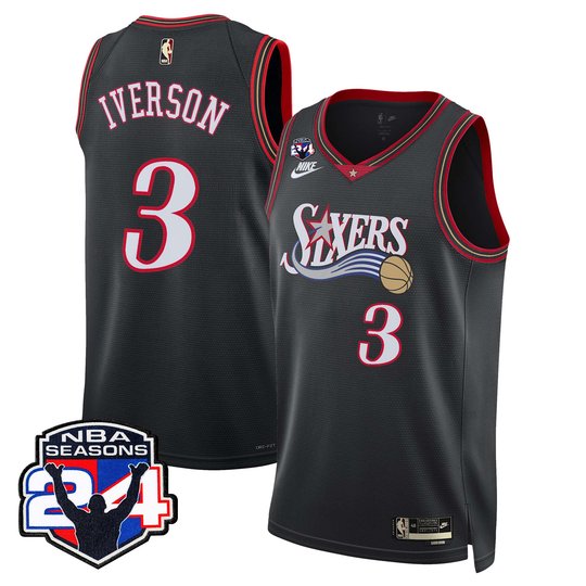 Men's Philadelphia 76ers Swingman Jersey - 24th Season Patch - All Stitched