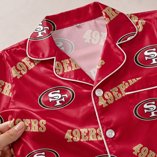 San Francisco 49ers Long Sleeve Satin Pajama Set