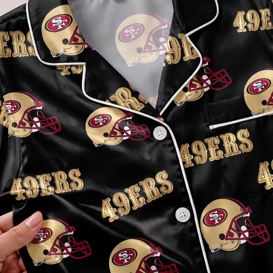 San Francisco 49ers Long Sleeve Satin Pajama Set V2