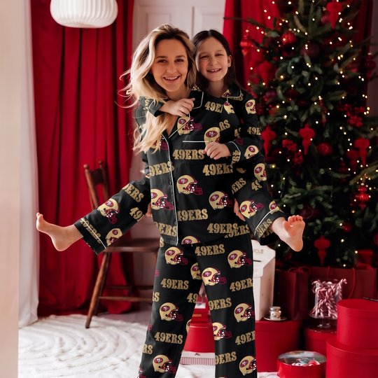 San Francisco 49ers Long Sleeve Satin Pajama Set V2
