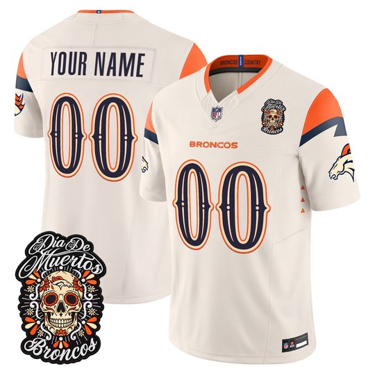Denver Broncos Día de los Muertos Vapor Limited Custom Jersey - All Stitched
