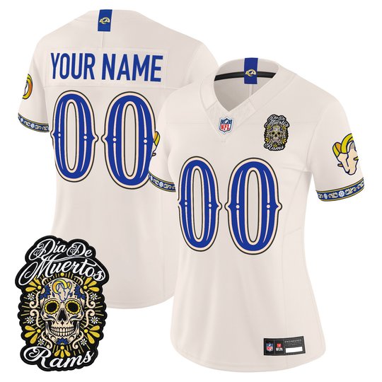 Los Angeles Rams Día de los Muertos Vapor Limited Custom Jersey - All Stitched