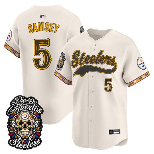 Men's Pittsburgh Steelers Día de los Muertos Vapor Limited Baseball Jersey - All Stitched