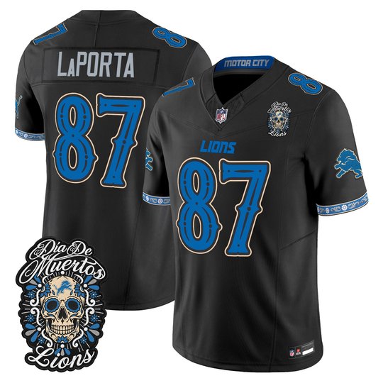 Men's Detroit Lions Día de los Muertos Vapor Limited Jersey - All Stitched