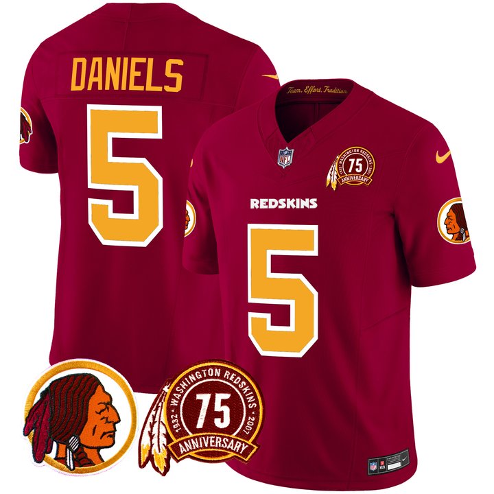 Men's Washington Redskins 75th Patch Throwback Vapor Limited Jersey - All Stitched