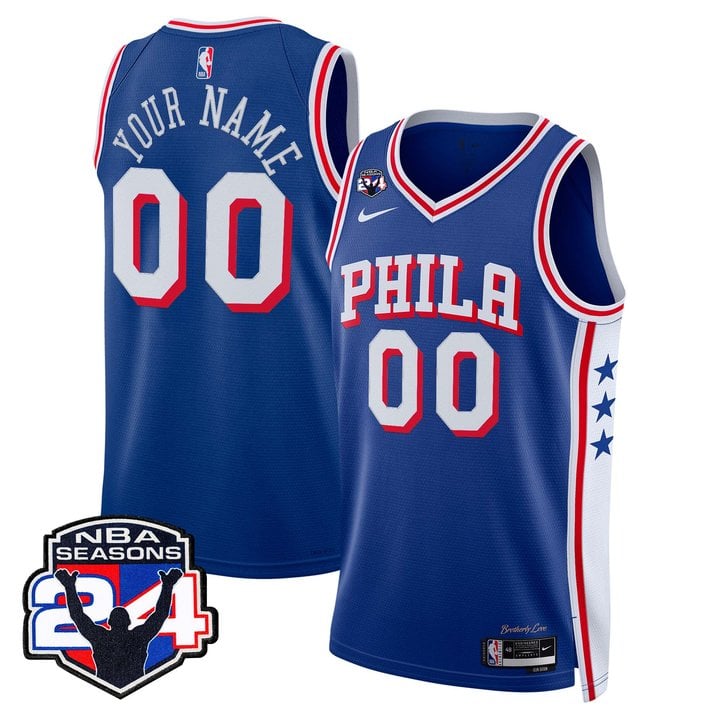 Philadelphia 76ers Custom Swingman Jersey - 24th Season Patch - All Stitched