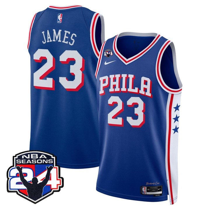 Men's Philadelphia 76ers Swingman Jersey - 24th Season Patch - All Stitched