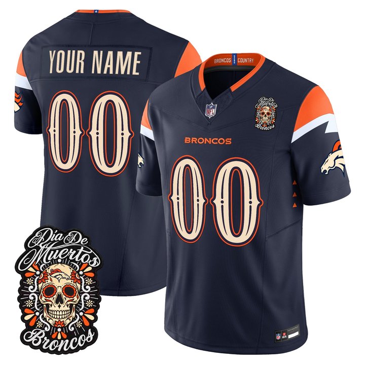 Denver Broncos Día de los Muertos Vapor Limited Custom Jersey - All Stitched