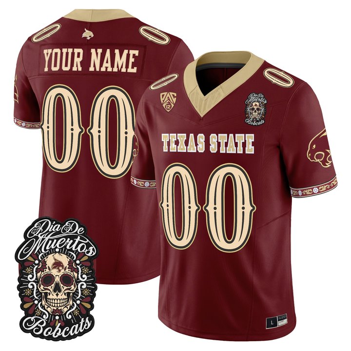 Texas State Bobcats Día de los Muertos Vapor Limited Custom Jersey - All Stitched