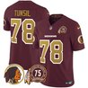Men's Washington Redskins 75th Patch Throwback Vapor Limited Jersey V2 - All Stitched