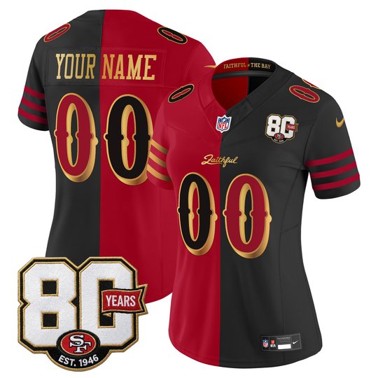 San Francisco 49ers 80th Anniversary Patch Vapor Limited Custom Jersey - Rivalries Edition - All Stitched