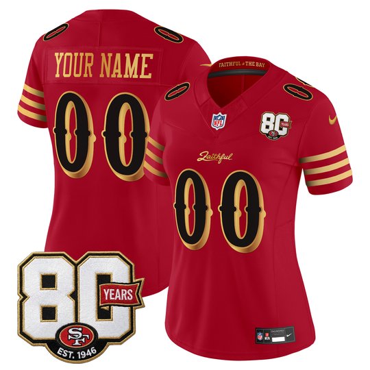 San Francisco 49ers 80th Anniversary Patch Vapor Limited Custom Jersey - Rivalries Edition - All Stitched