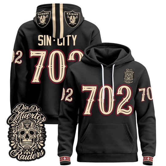 Men's Las Vegas Raiders Día de los Muertos Premium Pullover Hoodie - All Stitched