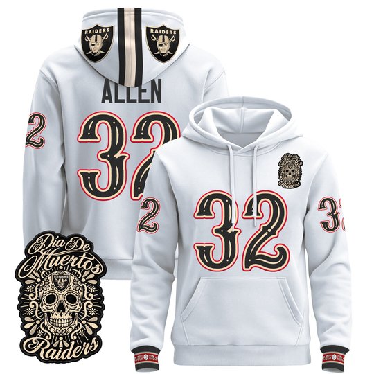 Men's Las Vegas Raiders Día de los Muertos Premium Pullover Hoodie - All Stitched