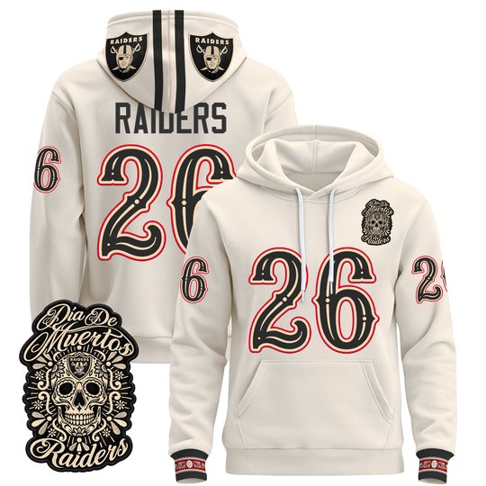 Men's Las Vegas Raiders Día de los Muertos Premium Pullover Hoodie - All Stitched