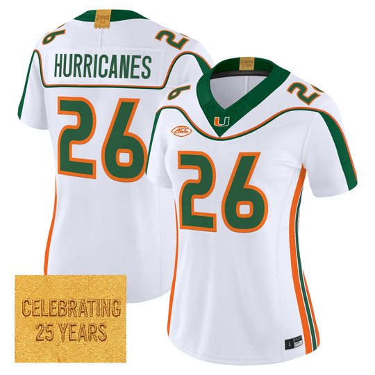 Women's Miami Hurricanes 2001 Throwback Vapor Limited Jersey - All Stitched