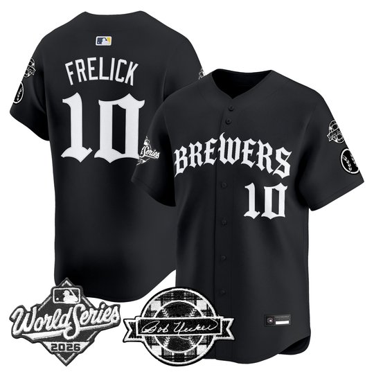 Men's Milwaukee Brewers 2026 World Series Vapor Premier Limited Jersey - Old English Edition - All Stitched