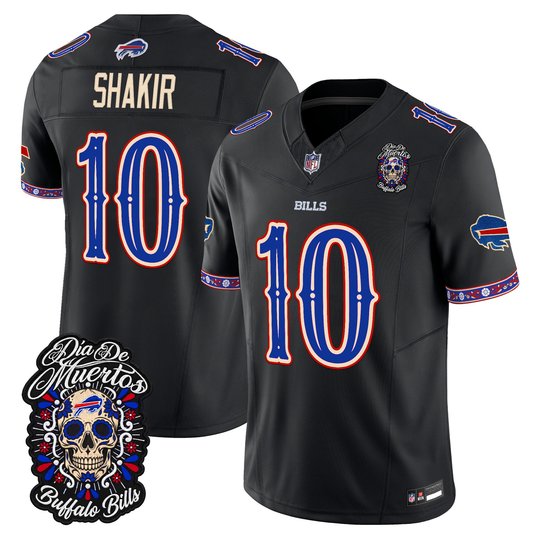 Men's Buffalo Bills Día de los Muertos Vapor Limited Jersey - All Stitched