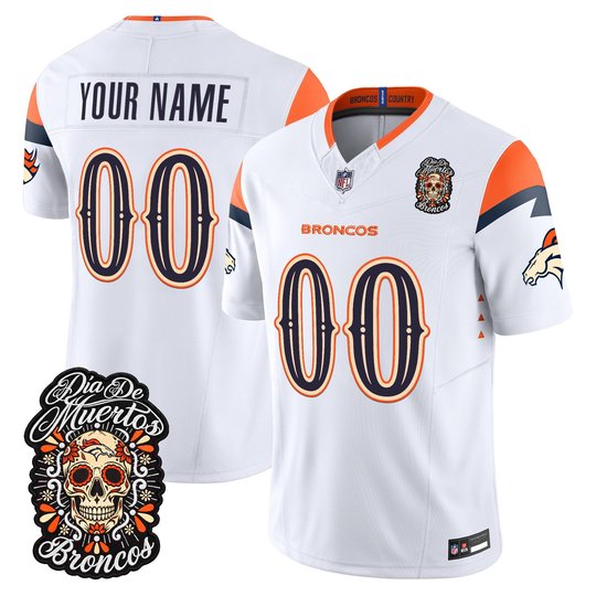 Denver Broncos Día de los Muertos Vapor Limited Custom Jersey - All Stitched