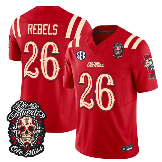 Men's Ole Miss Rebels Día de los Muertos Vapor Limited Jersey - All Stitched