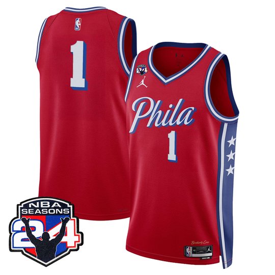 Men's Philadelphia 76ers Swingman Jersey - 24th Season Patch - All Stitched