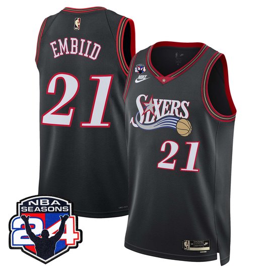 Men's Philadelphia 76ers Swingman Jersey - 24th Season Patch - All Stitched