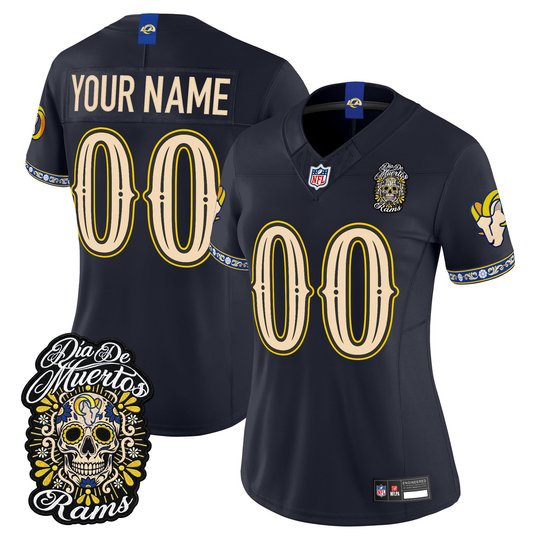 Los Angeles Rams Día de los Muertos Vapor Limited Custom Jersey - All Stitched