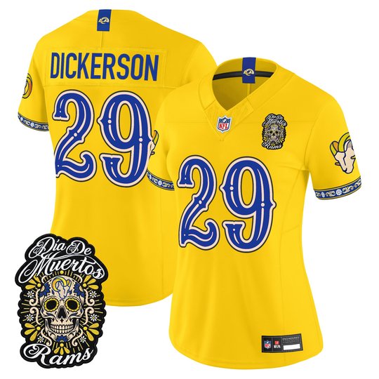 Women's Los Angeles Rams Día de los Muertos Vapor Limited Jersey - All Stitched