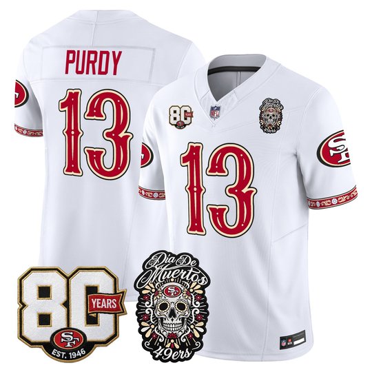 Men's San Francisco 49ers Día de los Muertos Vapor Limited Jersey - 80th Anniversary Patch - All Stitched