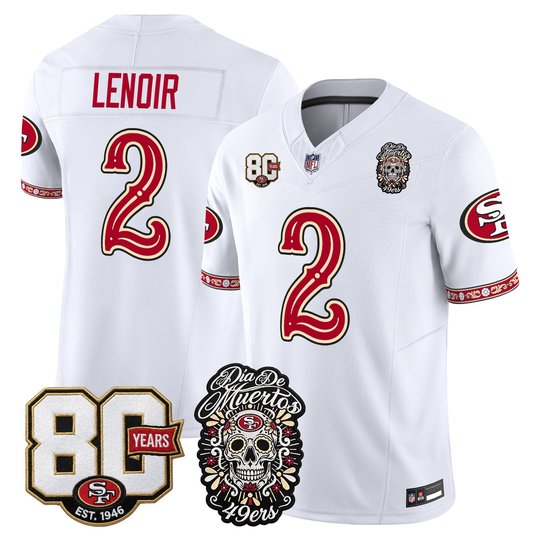 Men's San Francisco 49ers Día de los Muertos Vapor Limited Jersey - 80th Anniversary Patch - All Stitched