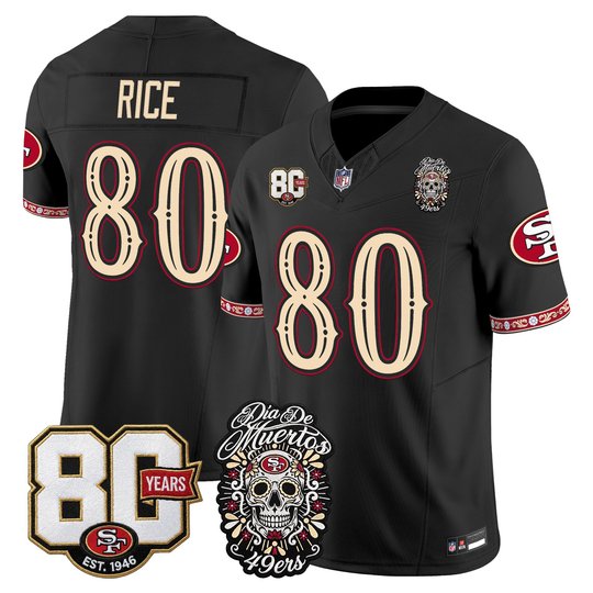 Men's San Francisco 49ers Día de los Muertos Vapor Limited Jersey - 80th Anniversary Patch - All Stitched