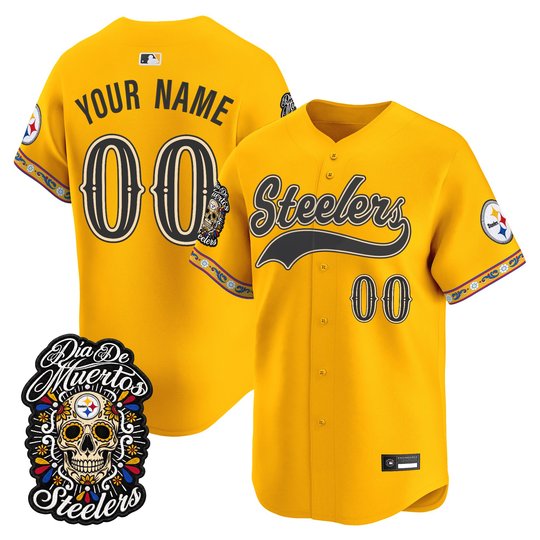 Pittsburgh Steelers Día de los Muertos Vapor Limited Custom Baseball Jersey - All Stitched