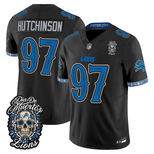 Men's Detroit Lions Día de los Muertos Vapor Limited Jersey - All Stitched