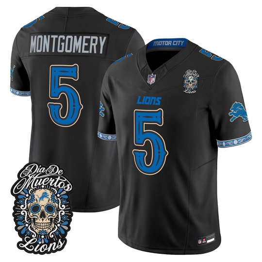 Men's Detroit Lions Día de los Muertos Vapor Limited Jersey - All Stitched