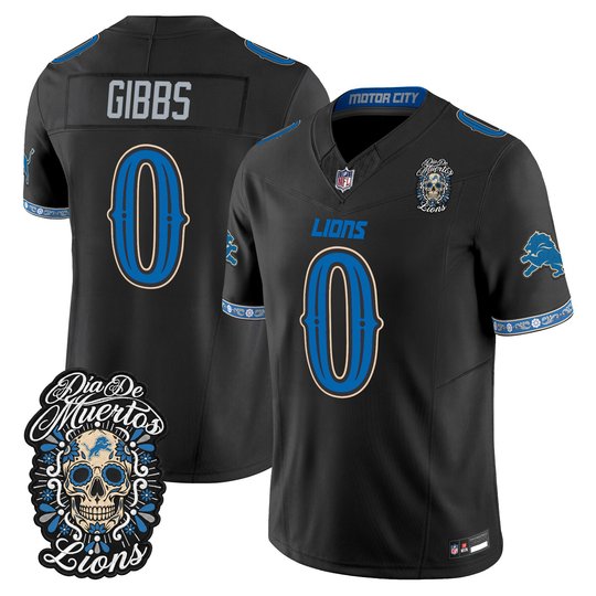 Men's Detroit Lions Día de los Muertos Vapor Limited Jersey - All Stitched