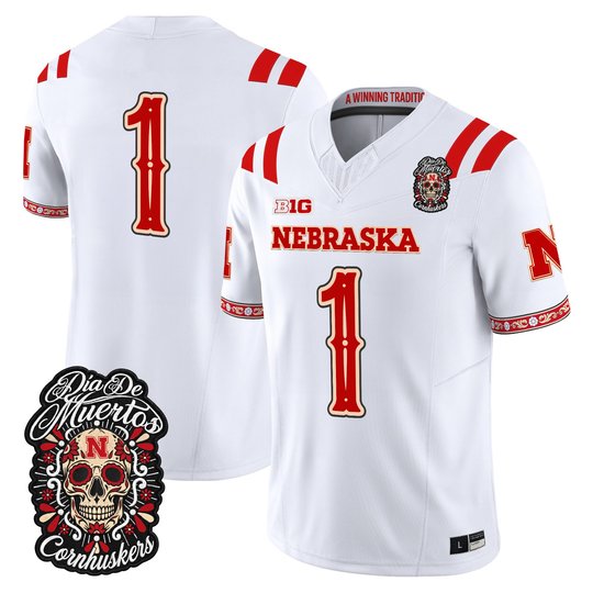 Men's Nebraska Cornhuskers Día de los Muertos Vapor Limited Jersey - All Stitched