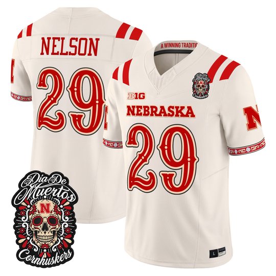 Men's Nebraska Cornhuskers Día de los Muertos Vapor Limited Jersey - All Stitched