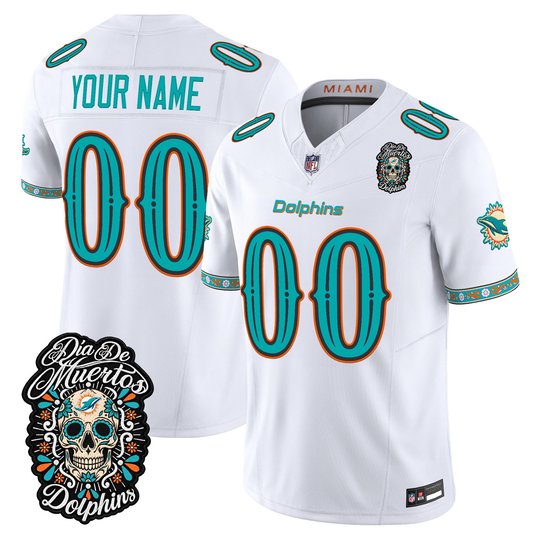 Miami Dolphins Día de los Muertos Vapor Limited Custom Jersey - All Stitched