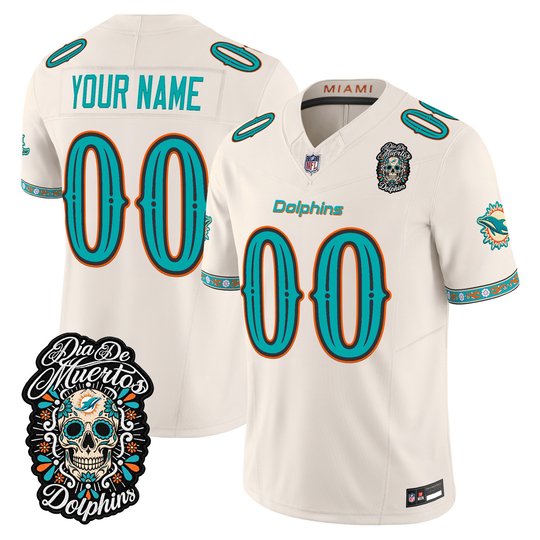 Miami Dolphins Día de los Muertos Vapor Limited Custom Jersey - All Stitched