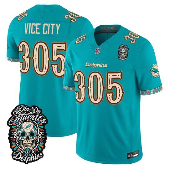 Men's Miami Dolphins Día de los Muertos Vapor Limited Jersey - All Stitched