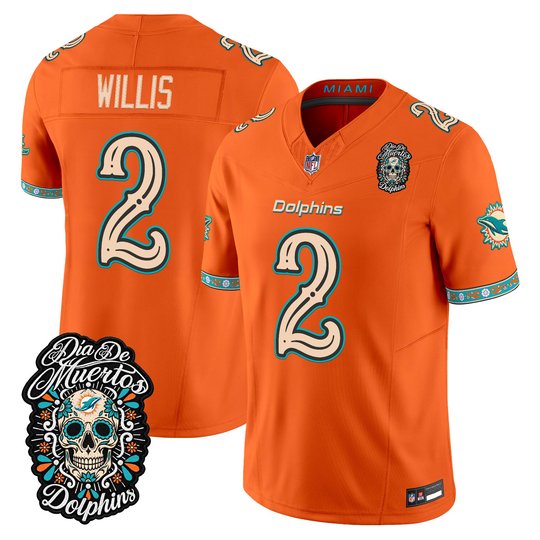 Men's Miami Dolphins Día de los Muertos Vapor Limited Jersey - All Stitched