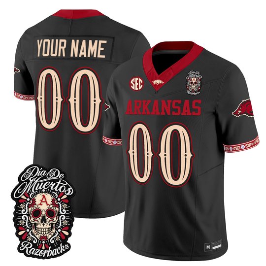 Arkansas Razorbacks Día de los Muertos Vapor Limited Custom Jersey - All Stitched