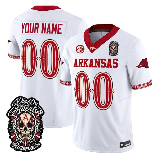 Arkansas Razorbacks Día de los Muertos Vapor Limited Custom Jersey - All Stitched