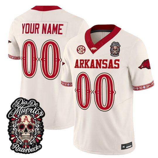 Arkansas Razorbacks Día de los Muertos Vapor Limited Custom Jersey - All Stitched